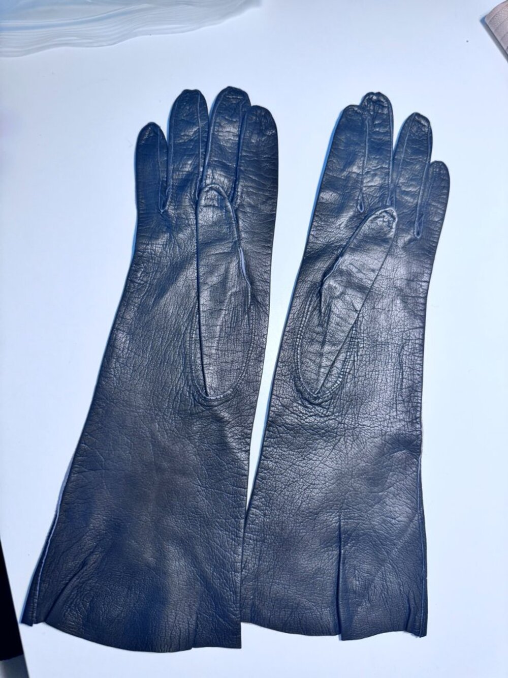 Vintage Neiman Marcus Black Leather Gloves Women's Soft Leather Long Wrist - Picture 2 of 4